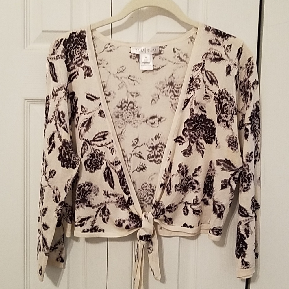 Lightweight Silk Front Tie Floral Sweater